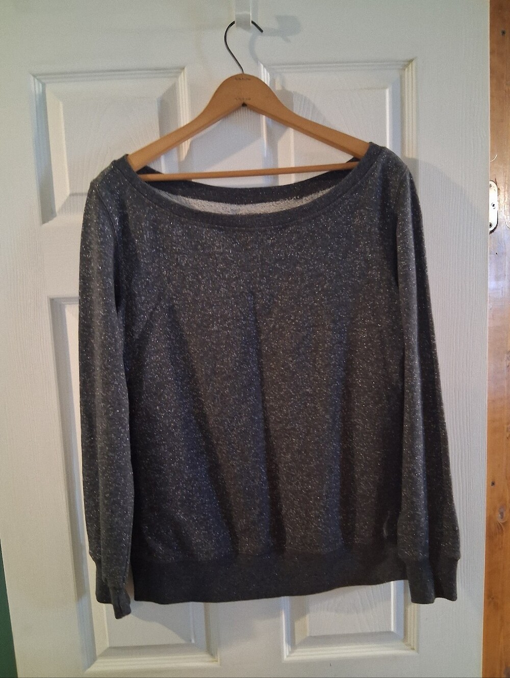 Xersion Gray Off-the-Shoulder Sparkle Sweater
